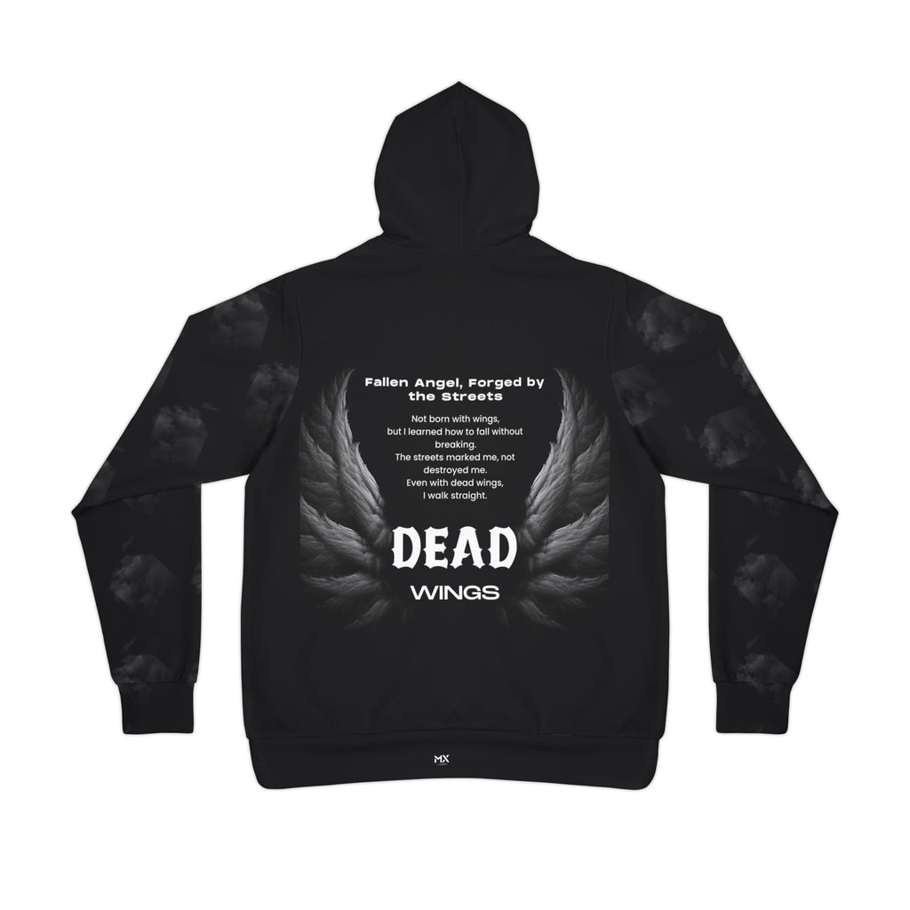 Dead Wings Hoodie — Gothic Angel Wing Pullover with Poem