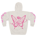 Butterfly Love Hoodie — Pink Butterfly & Rose Graphic Zip-Up
