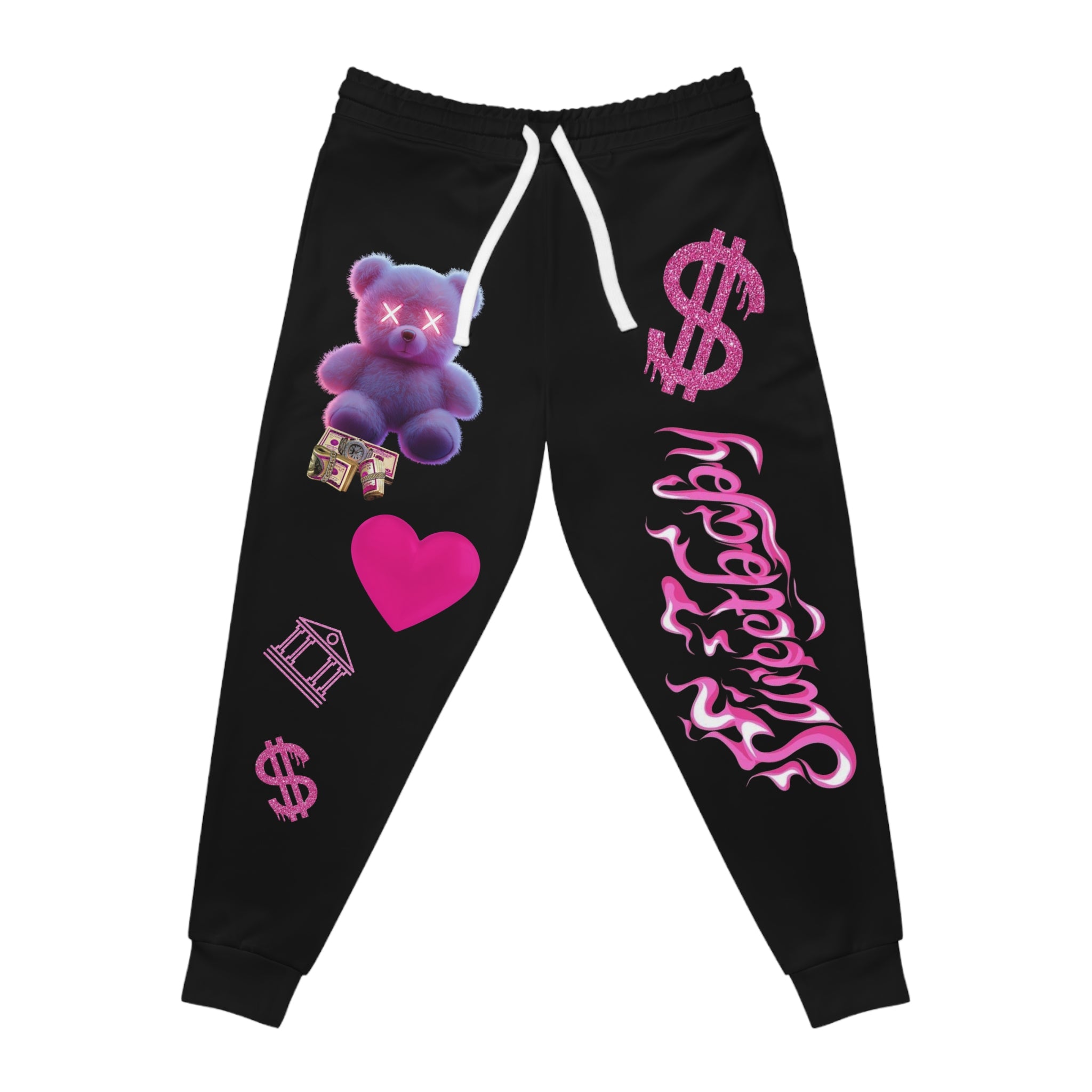 Athletic Joggers — Y2K Pink Teddy ‘Sweet Baby’ Graphic Sweatpants