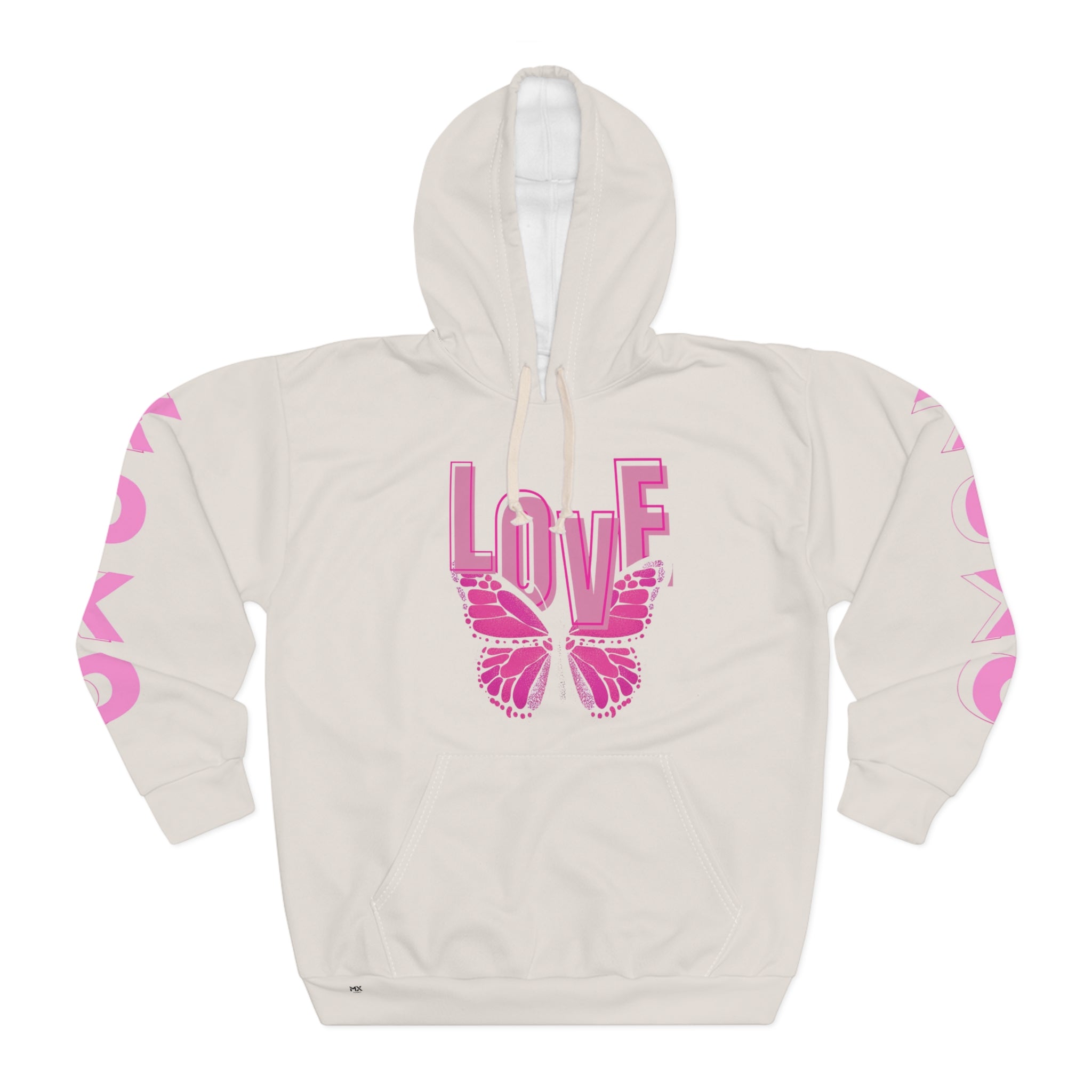 Butterfly Love Hoodie — Pink Butterfly & Rose Graphic Zip-Up