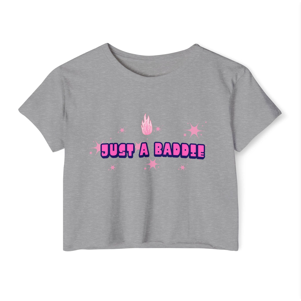 Crop Top — "Just a Baddie" Pink Festival Graphic