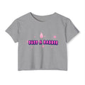 Crop Top — "Just a Baddie" Pink Festival Graphic