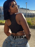 High Street Grunge Chain Cut Out Crop Top Women Summer