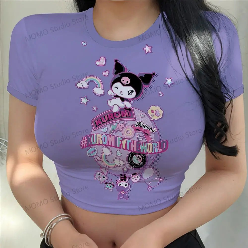 Women's Crop Top T-shirt 3D Print XS-3XL Kuromi