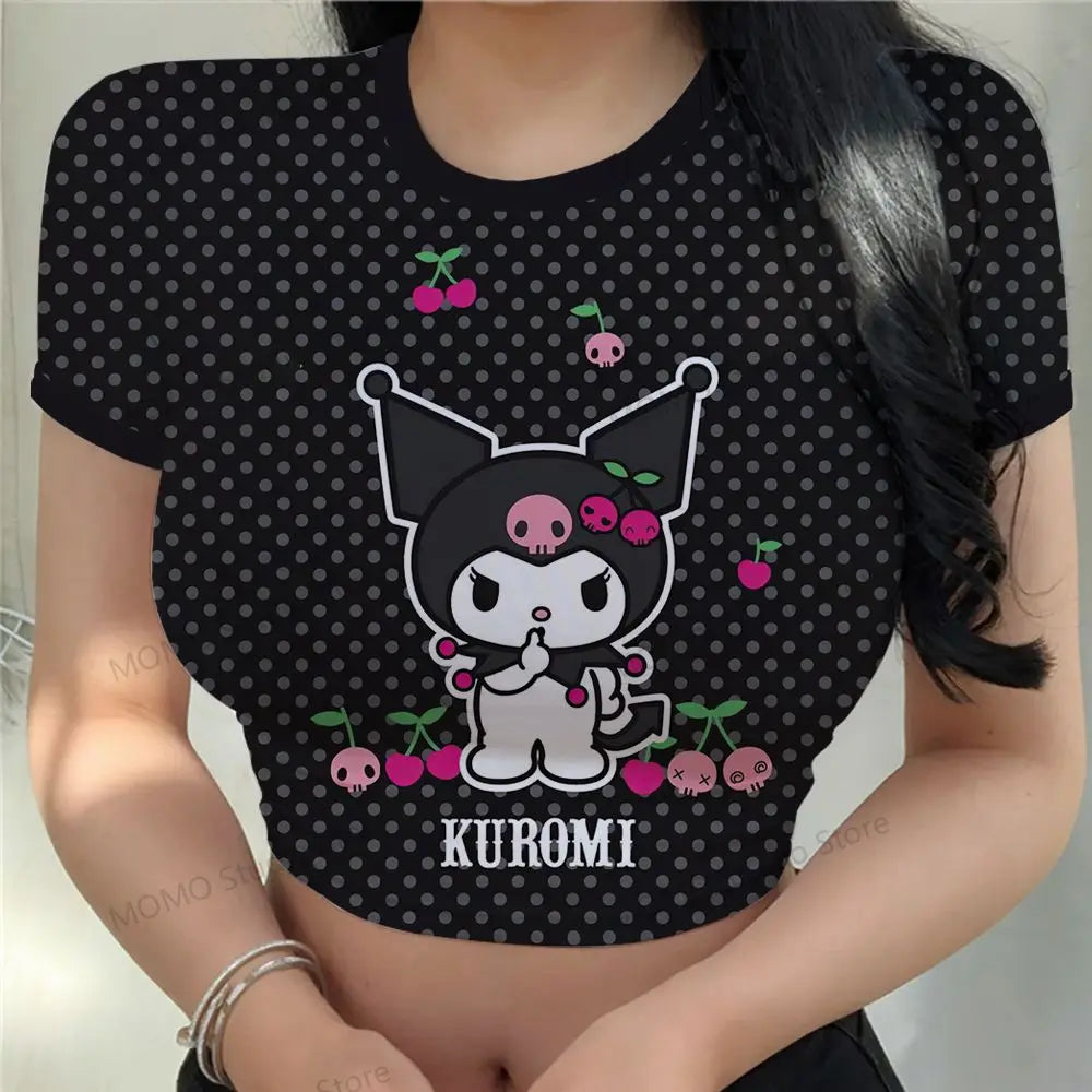 Women's Crop Top T-shirt 3D Print XS-3XL Kuromi