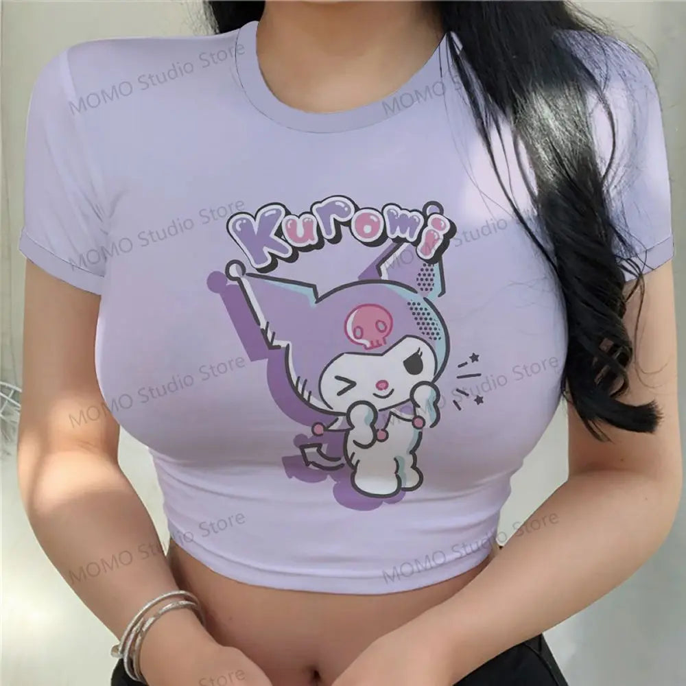Women's Crop Top T-shirt 3D Print XS-3XL Kuromi