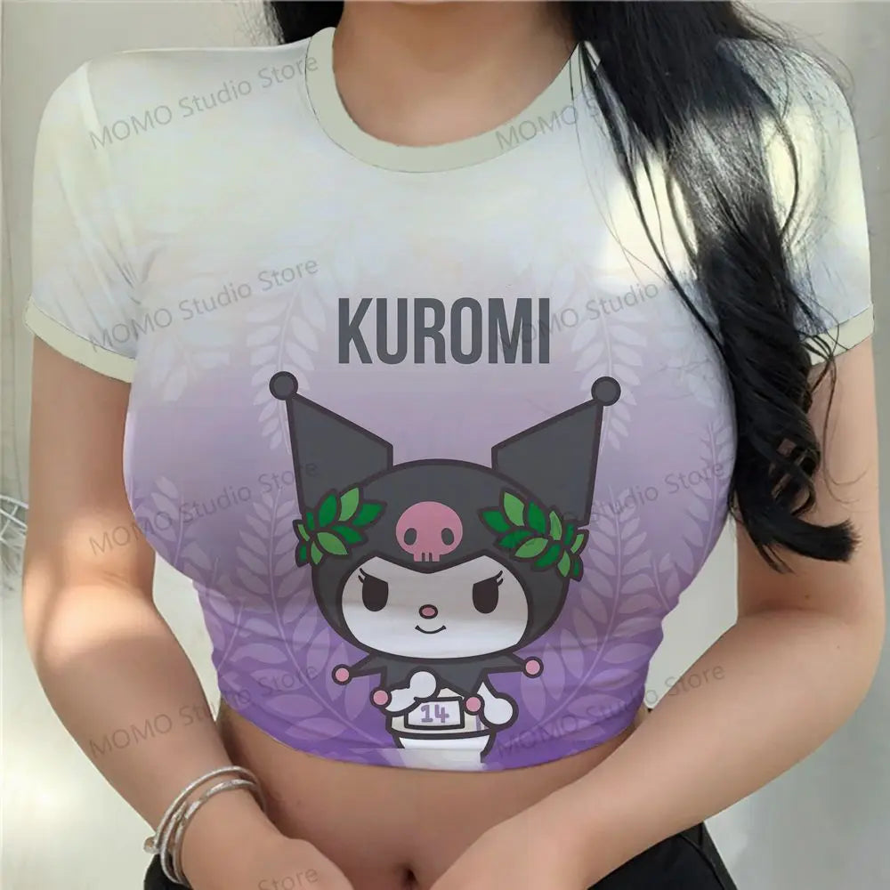 Women's Crop Top T-shirt 3D Print XS-3XL Kuromi