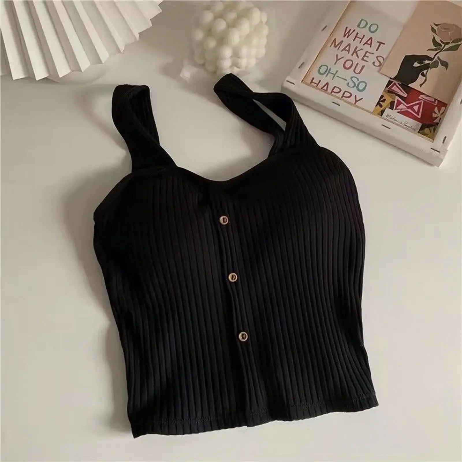 Women's Cropped Tops with Bra Pads Summer Corset Korea