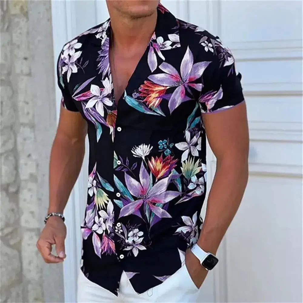 Men Summer  Shirt Hawaiian Vacation Beach Fashion