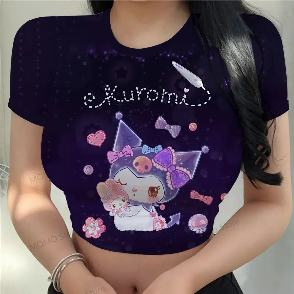 Women's Crop Top T-shirt 3D Print XS-3XL Kuromi