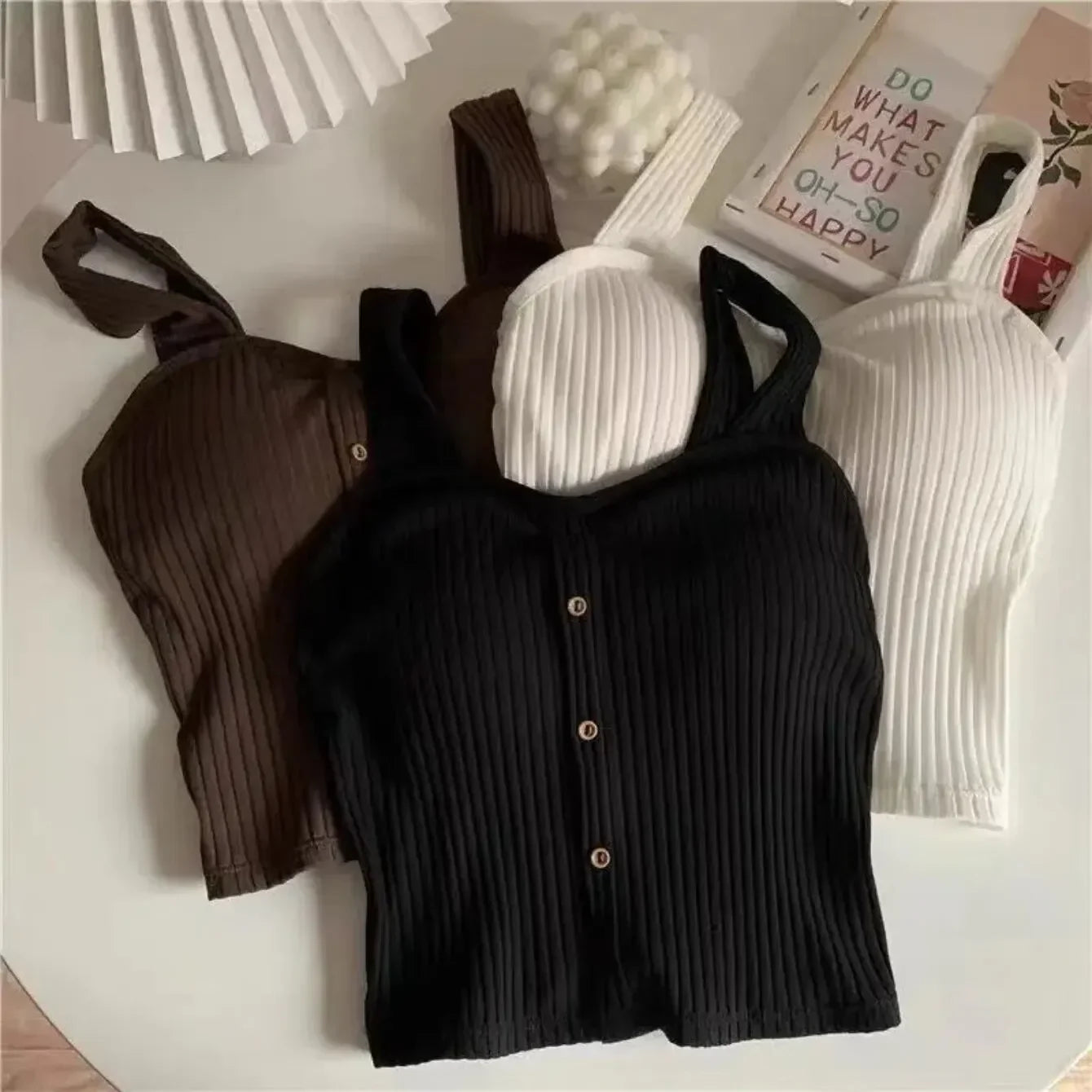 Women's Cropped Tops with Bra Pads Summer Corset Korea