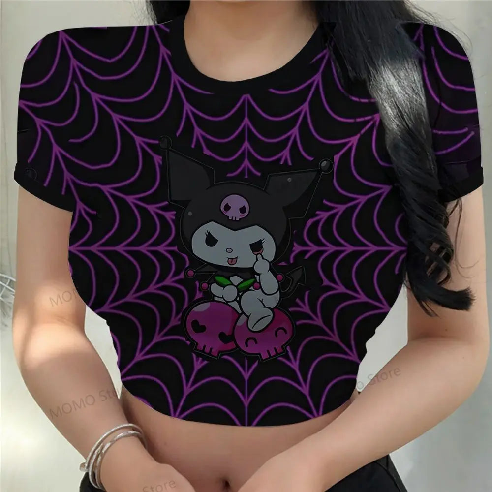 Women's Crop Top T-shirt 3D Print XS-3XL Kuromi