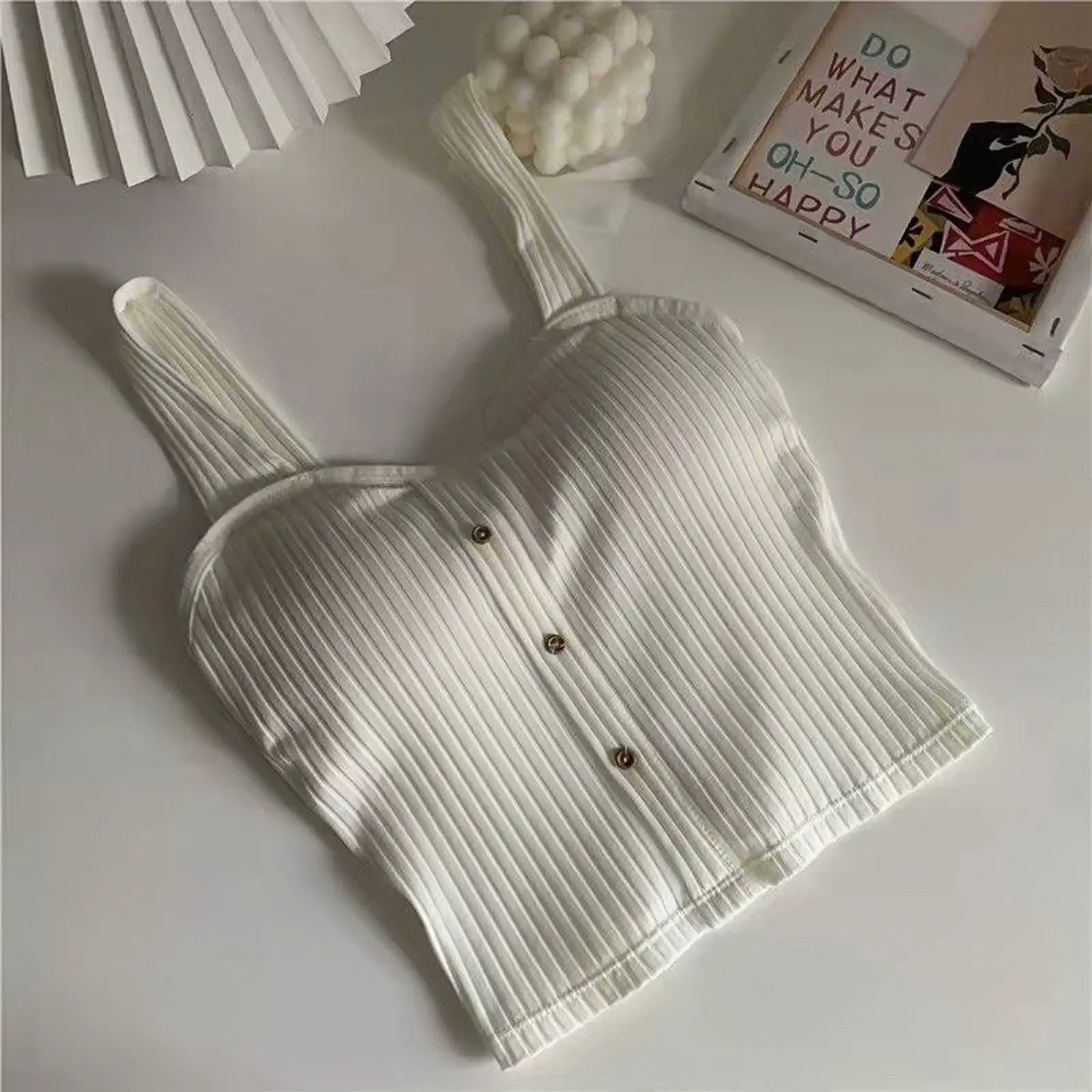 Women's Cropped Tops with Bra Pads Summer Corset Korea