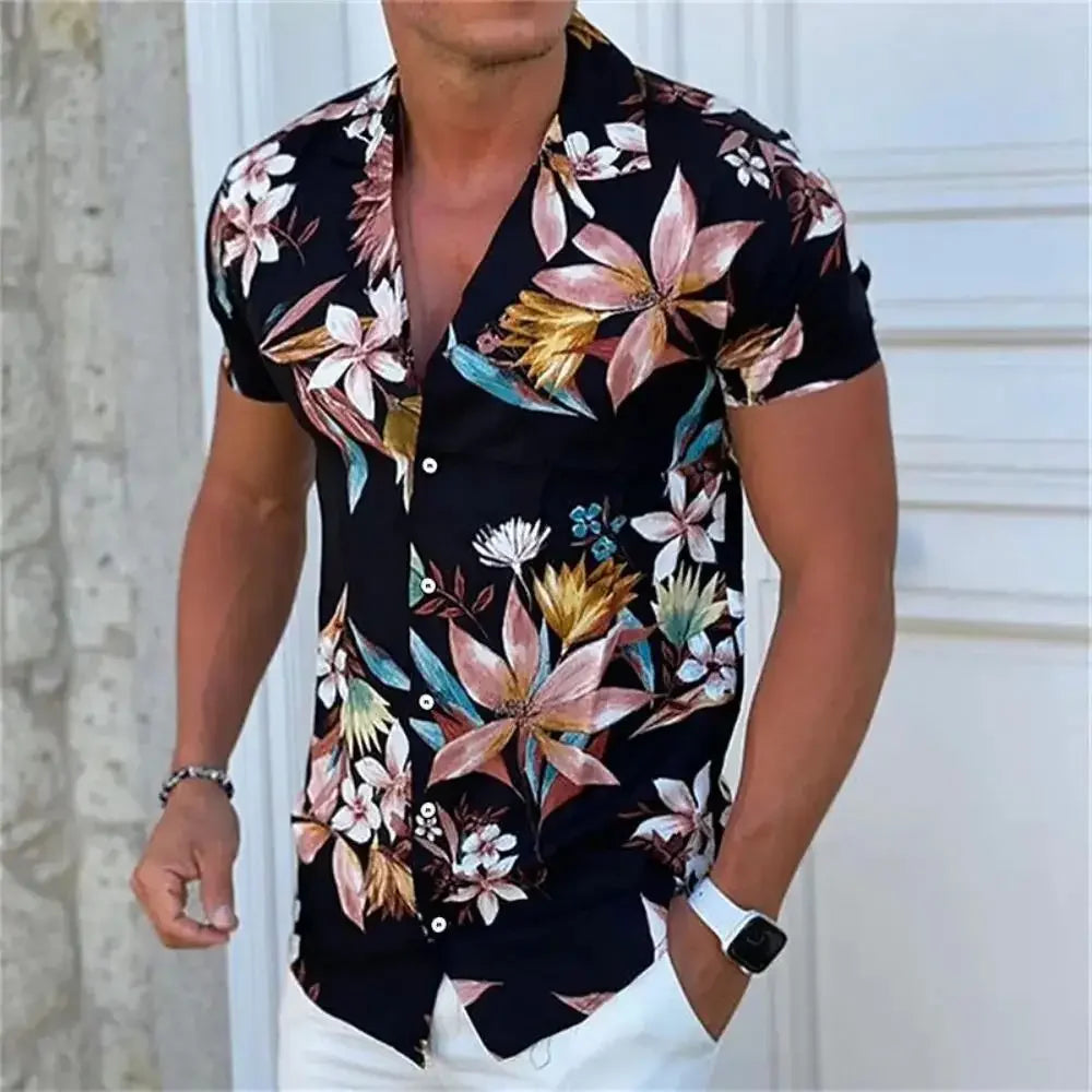 Men Summer  Shirt Hawaiian Vacation Beach Fashion